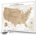 IPIC - Vintage US Map for Travel, Pin Board Canvas Wall Art, Travel Map with Pins Included, Ready to Hang for Home or Office, 40x30 Inch