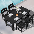 SERWALL Outdoor Dining Table Set, 67'' HDPE Patio Dining Set for 4, All-Weather Outdoor Table and Chairs Set for Deck, Black