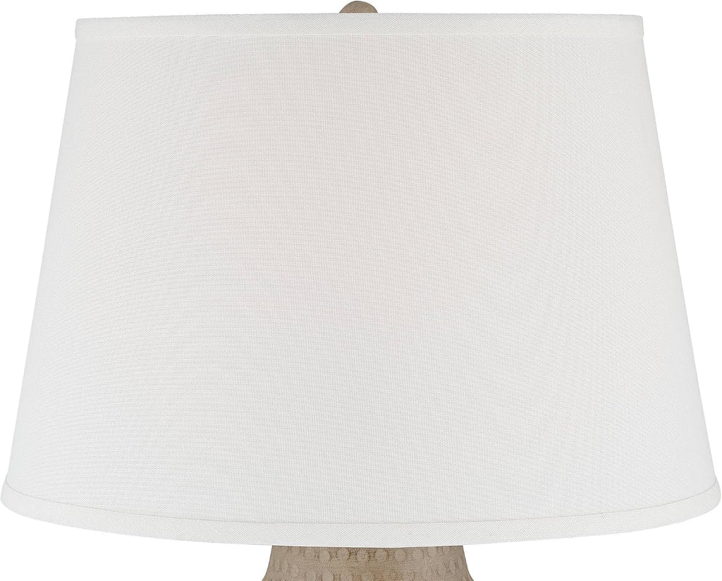 Barnes and Ivy Brighton 27 1/4' Tall Hammered Pot Farmhouse Rustic Modern Coastal Table Lamps Set of 2 Brown Beige Finish Metal Living Room Bedroom Bedside Nightstand House Office White Shade