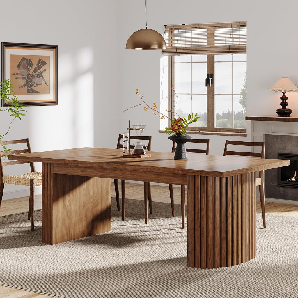 Tribesigns 78.7' Extra Long Dining Table for 6-8 People, Large Farmhouse Kitchen Table with Wooden Tabletop, Rustic Style Rectangular Dinner Table for Dining Room, Kitchen, Living Room, Walnut