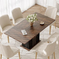 LITTLE TREE Rectangle Dining Table, Modern Kitchen Table Set for 6, Wooden Furniture with Heavy Duty Base, Modern Furniture for Home, Dining Room, Brown & Black