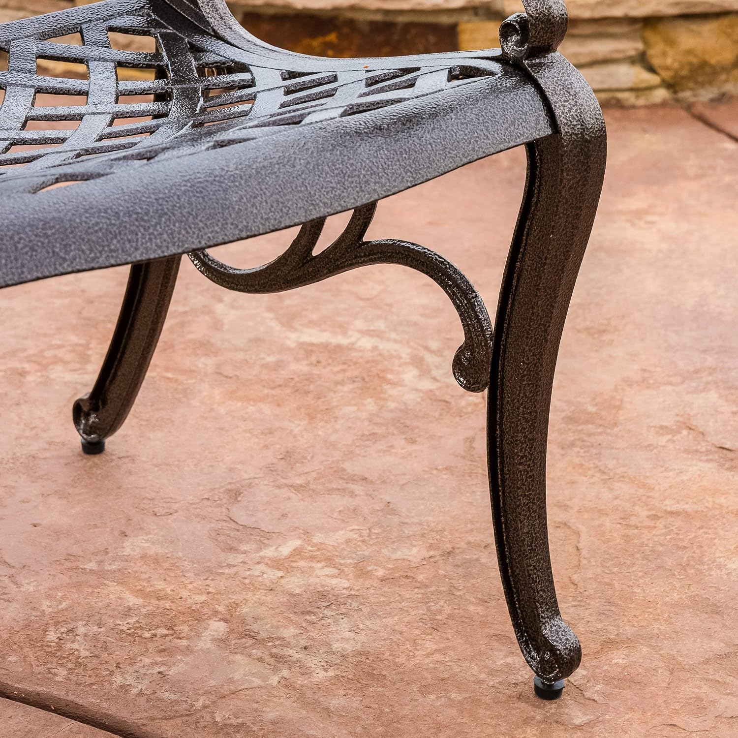 Christopher Knight Home Hallandale Outdoor Cast Aluminum Dining Set for Patio or Deck, 5-Pcs Set, Hammered Bronze