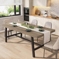 GarveeHome Industrial Dining Table for 6-8 People, 70.87' Long Kitchen Table with Sturdy Metal Frame, Rectangular Counter for Dinner, Kitchen, Dining Room (Rustic Pear, 71' Non-extendable)