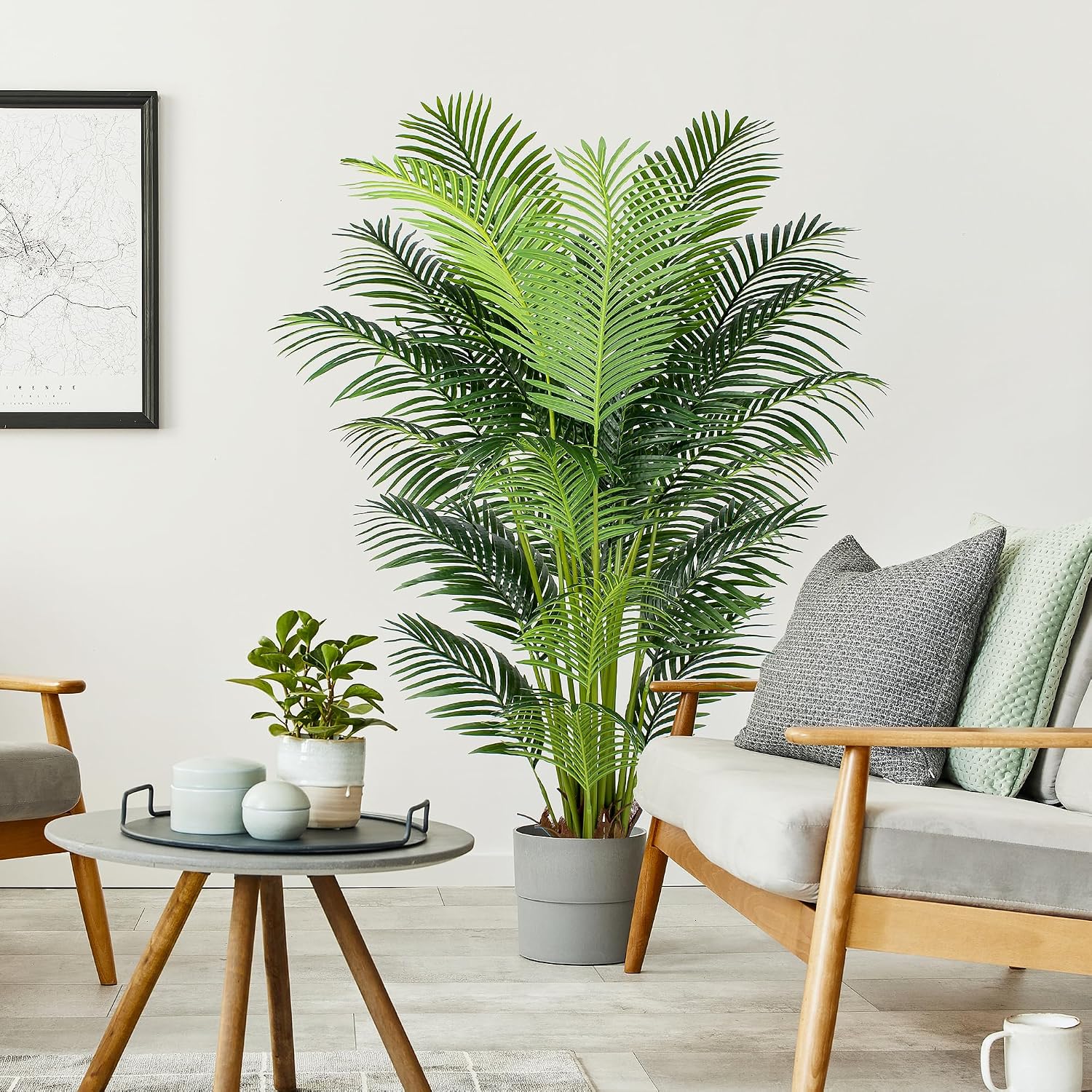 YEPDIN 6 Ft Artificial Tropical Palm Tree With 24 Removable Leaves - Large Faux Plant for Indoors and Outdoors, Silk Housewarming Gift, K185