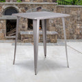 EMMA + OLIVER Commercial Grade 31.5' Square Silver Metal Indoor-Outdoor Bar Height Table