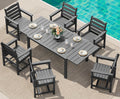 SERWALL 7-Piece Patio Dining Sets, 60' - 83' Expandable Outdoor Dining Table and 6 HDPE Chairs, All Weather HDPE Outdoor Furniture Set for Backyard, Garden, Grey
