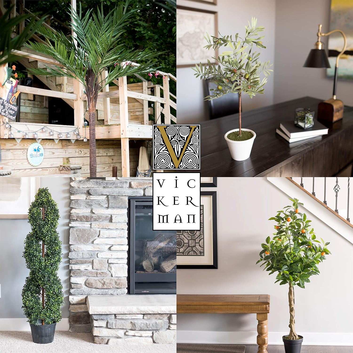Vickerman Everyday Faux Fiddle Leaf Fig Tree 6ft Tall Green Silk Artificial Indoor Fiddle Plant with 204 Large Fiddle Leaves and Multiple Stems Home Office Decor