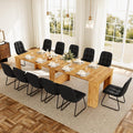 HIPIHOM 17.7'-118' Extendable Dining Table Set for 12, Extension Long Table Set with Extension Leaves Holder, Space-Saving for Meeting, Dining Room(Oak Table+12 U-Shaped Black Chairs)