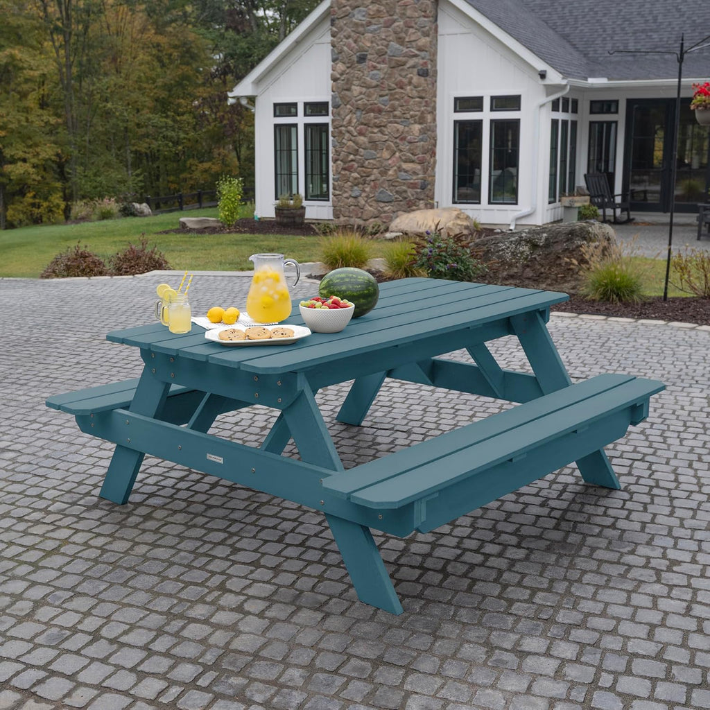 Highwood Hometown Picnic Table, 6 Foot, Nanatucket Blue