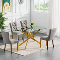 HomVent 5 Piece Rectangular Glass Dining Table Set, Tempered Glass Dinner Table Set for 4 Kitchen Table Set with 4 Velvet Upholstered Chairs for Kitchen Dining Room