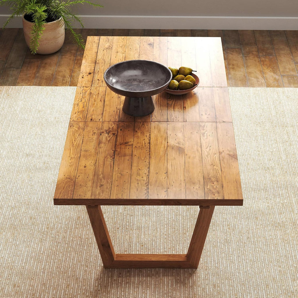 55-70.5' Extendable Dining Table Pine Expandable Dining Room Table for 4 6 8 People Large Rectangle Table Space Saving for Dining Room Living Room Home Office, Brown