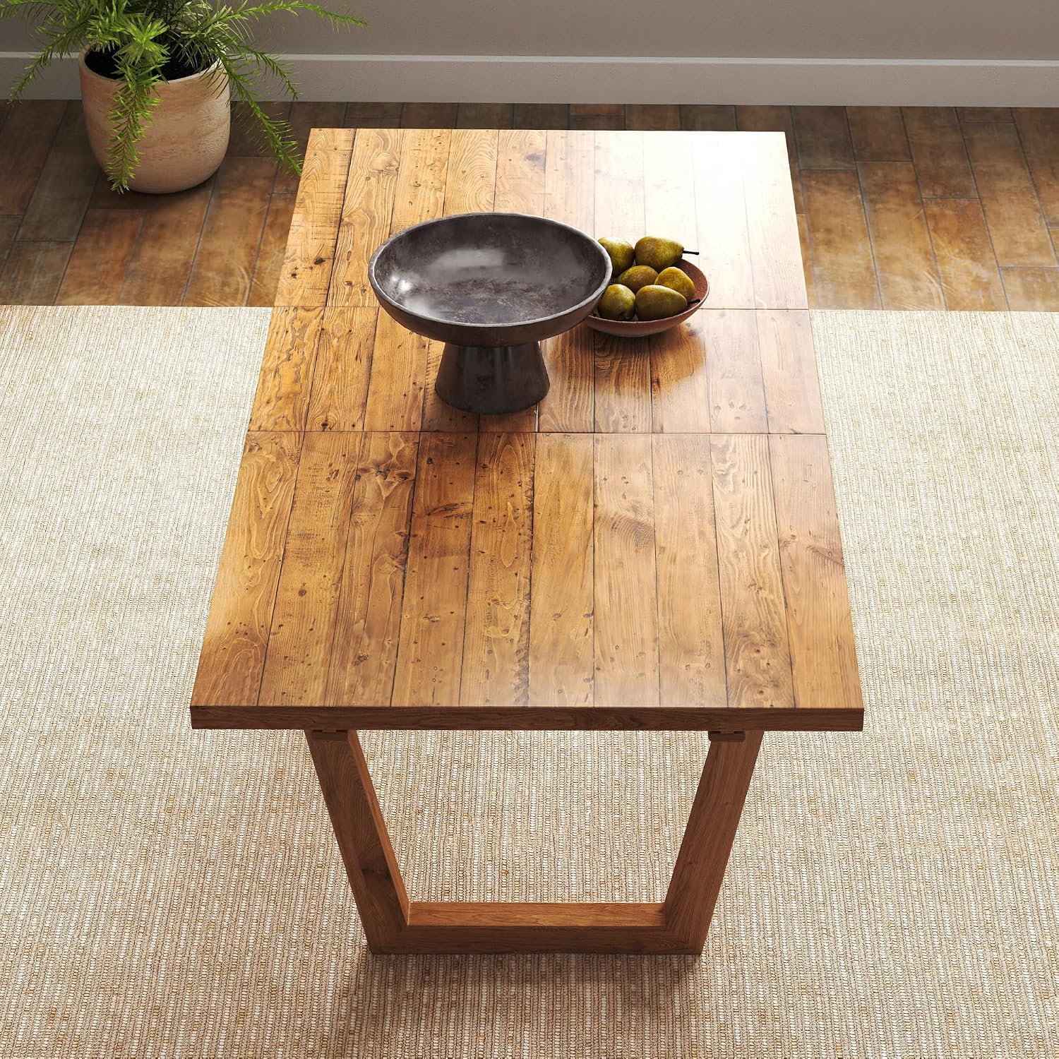 55-70.5' Extendable Dining Table Pine Expandable Dining Room Table for 4 6 8 People Large Rectangle Table Space Saving for Dining Room Living Room Home Office, Brown