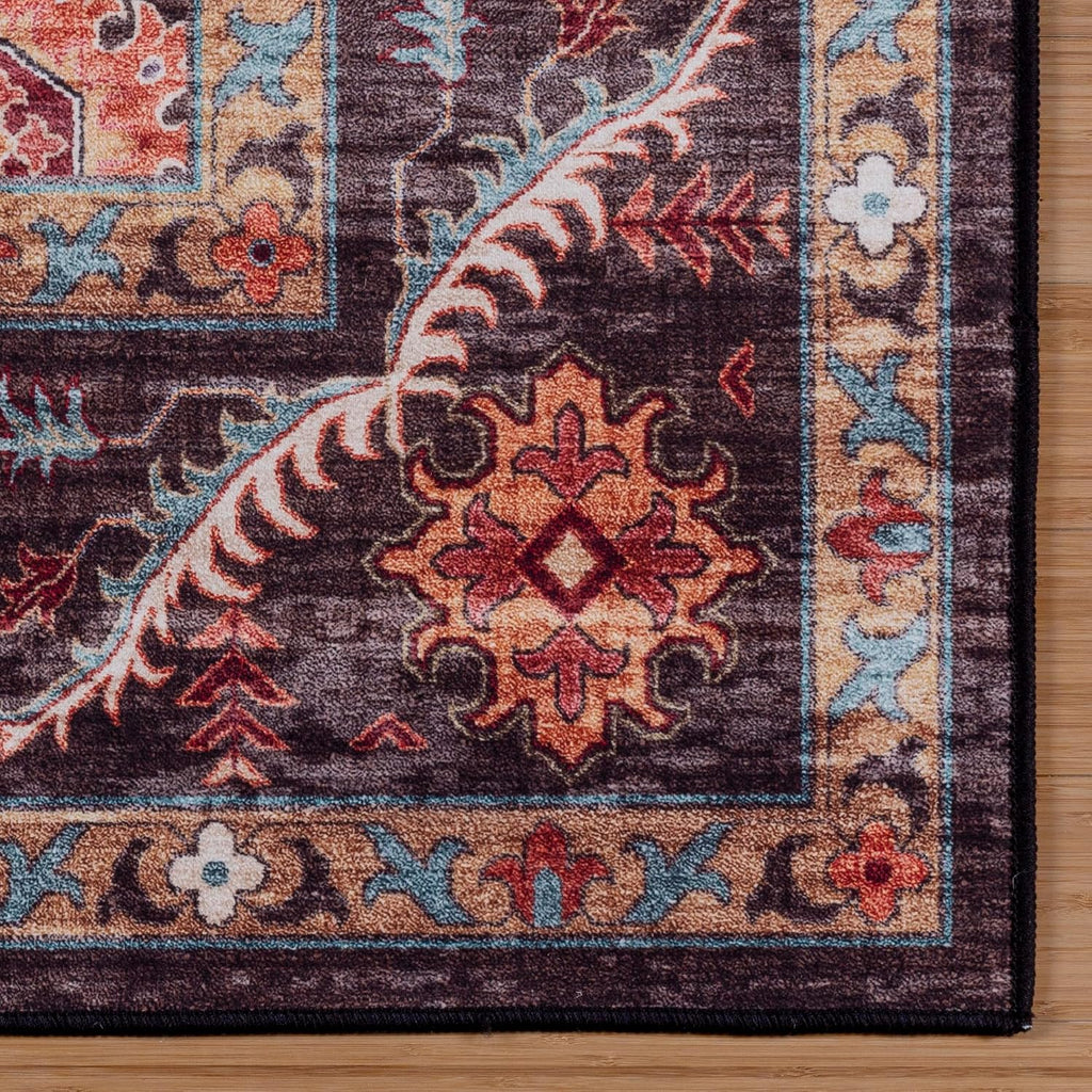 Gertmenian Indoor Boho Area Rug - 8x10 Large, Non Slip, Super Strong, Ideal for High Traffic Areas in Bedroom, Living Room, Kitchen - Cullen, Brown, 28928