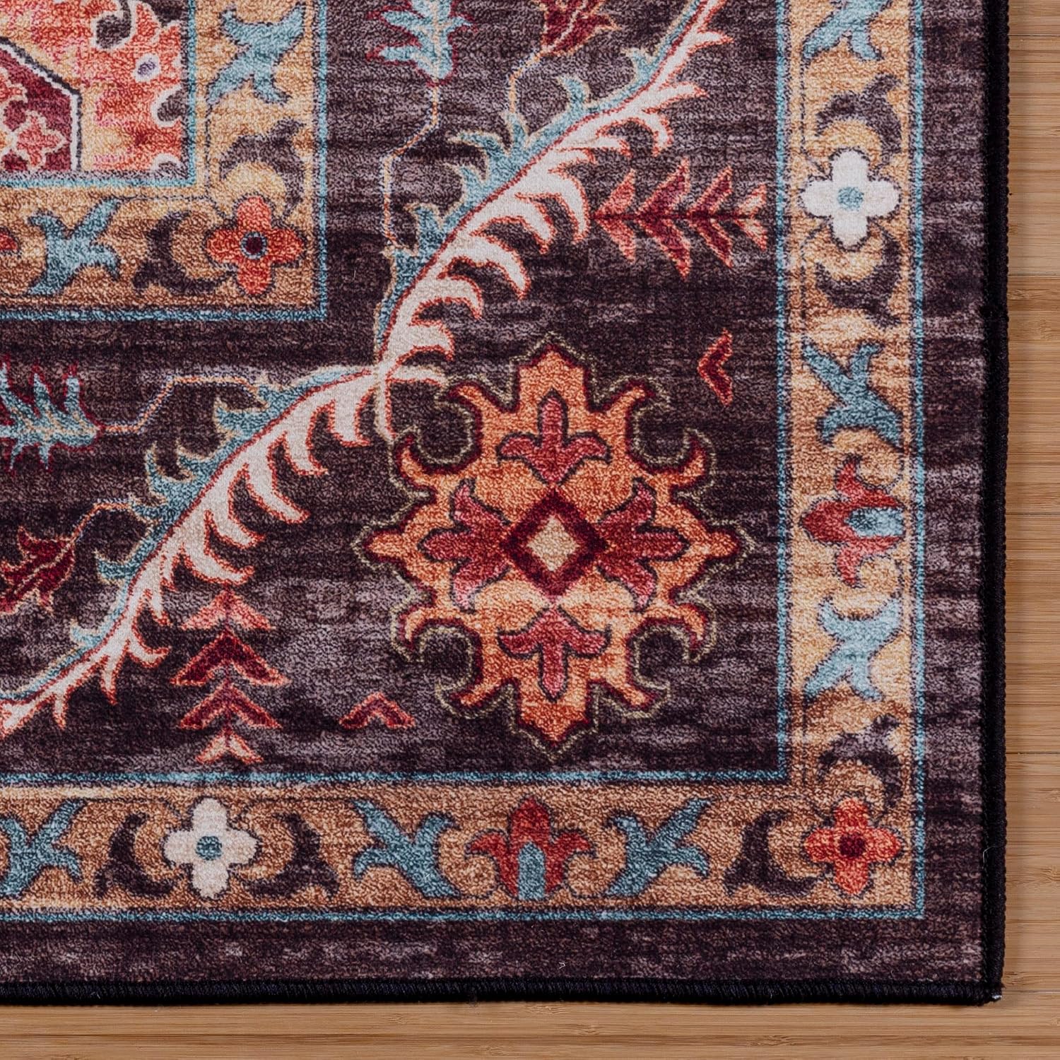 Gertmenian Indoor Boho Area Rug - 8x10 Large, Non Slip, Super Strong, Ideal for High Traffic Areas in Bedroom, Living Room, Kitchen - Cullen, Brown, 28928