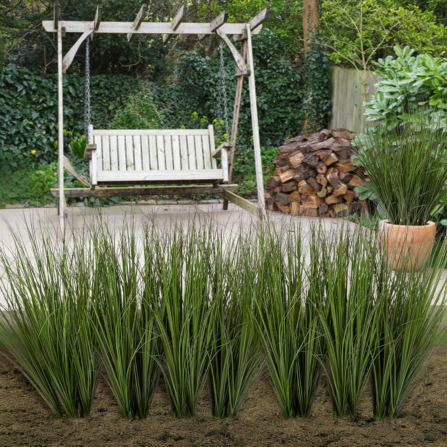 48PCS Fake Plants Artificial Wheat Grass Greenery Plastic Plants Fake Grass Artificial Plants for Outdoor Decor Artificial Grass Plant with Greenery Stems for Indoor Home Decoration 26.4'