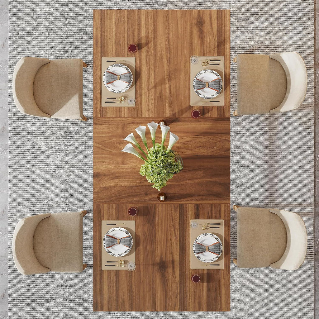 Tribesigns 63-Inch Rectangular Dining Table for 4 to 6, Modern Kitchen Table with Stylish Metal Trestle Legs, Large Dinner Table for Dining Room, Chair Not Included (Rustic Brown and Black)