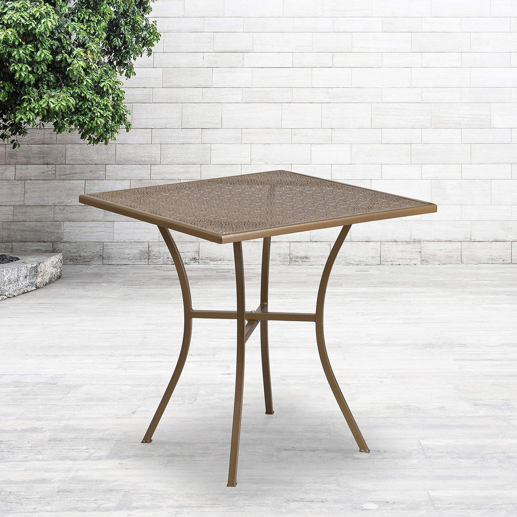 Flash Furniture Oia Commercial Grade 28' Square Gold Indoor-Outdoor Steel Patio Table