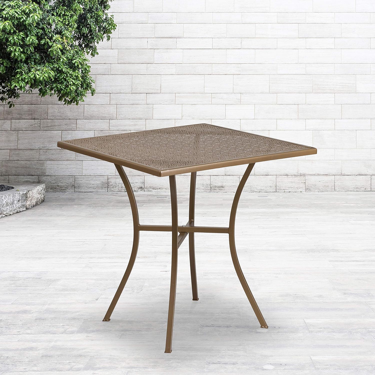 Flash Furniture Oia Commercial Grade 28' Square Gold Indoor-Outdoor Steel Patio Table