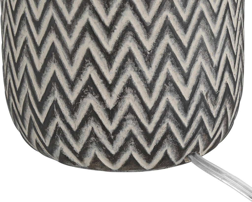 360 Lighting Arizona 27 1/2' Tall Modern Southwestern 3-Way Table Lamps Set of 2 Zig-Zag Black Beige Finish Fabric White Shade Living Room Bedroom Bedside Nightstand House Office Home Reading