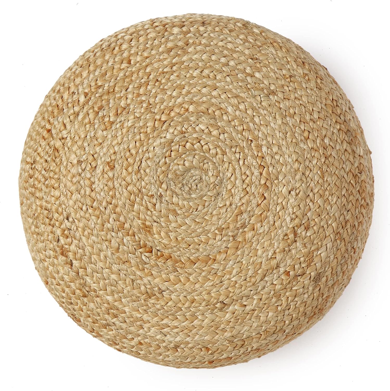 · REDEARTH · Jute Circular Low Pouf Ottoman - Braided Pouffe Accent Sitting Round Footrest for Living Room, Bedroom, Nursery, kidsroom, Patio, Gym; 100% Jute Set of 2 (18'X18'X10'; Natural)