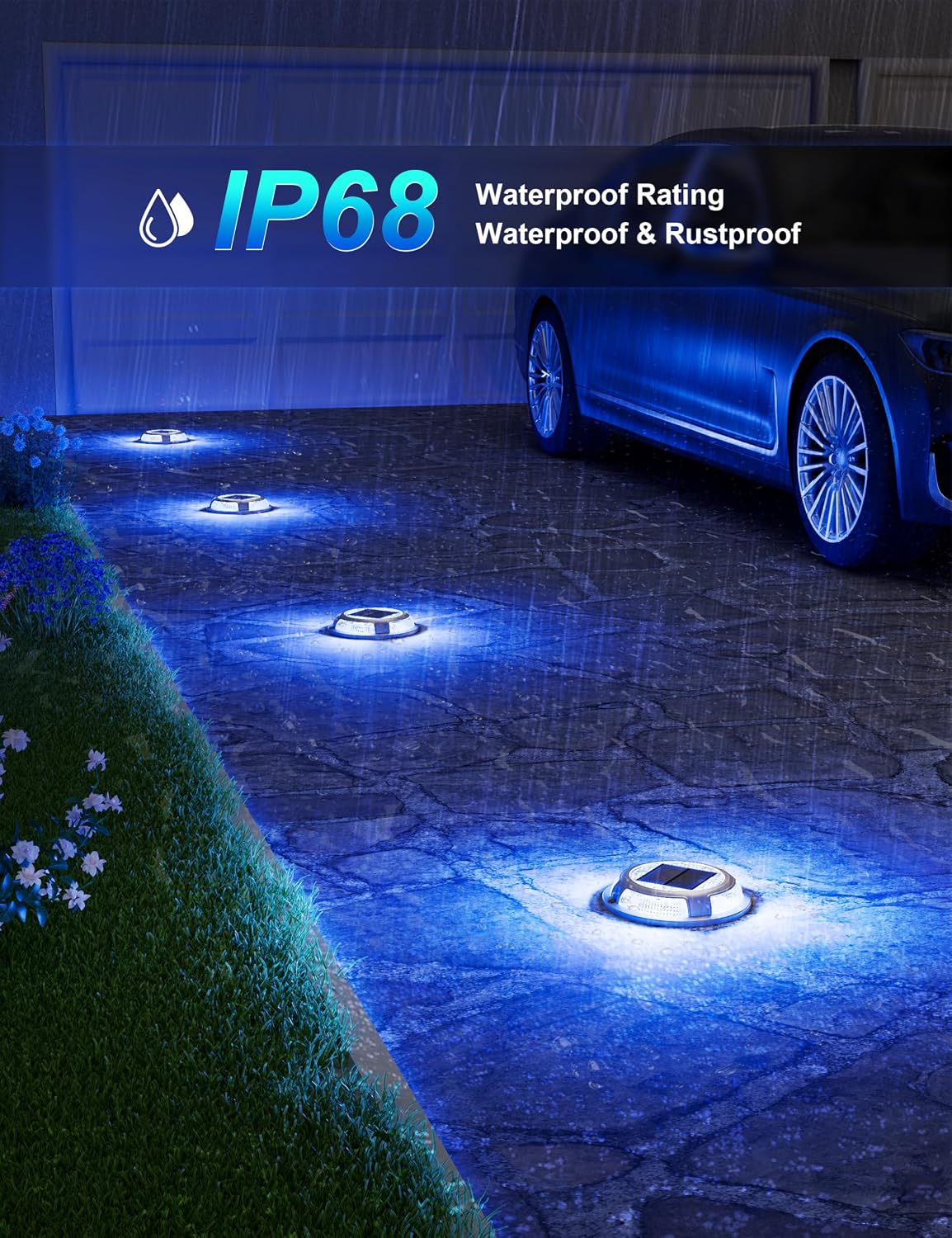 VOLISUN 24-Pack Solar Driveway Lights,IP67 Waterproof Outdoor Step Light