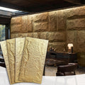Stone 3D Wall Panels,4-Pack PU Wall Panels, 23.6'*47.2' Wall Paneling for Interior Wall Decor, Faux Stone Wall Panel for Accent Wall Decor, Sophisticated & Stylish 3D Wall Decor(Luxurious Gold)