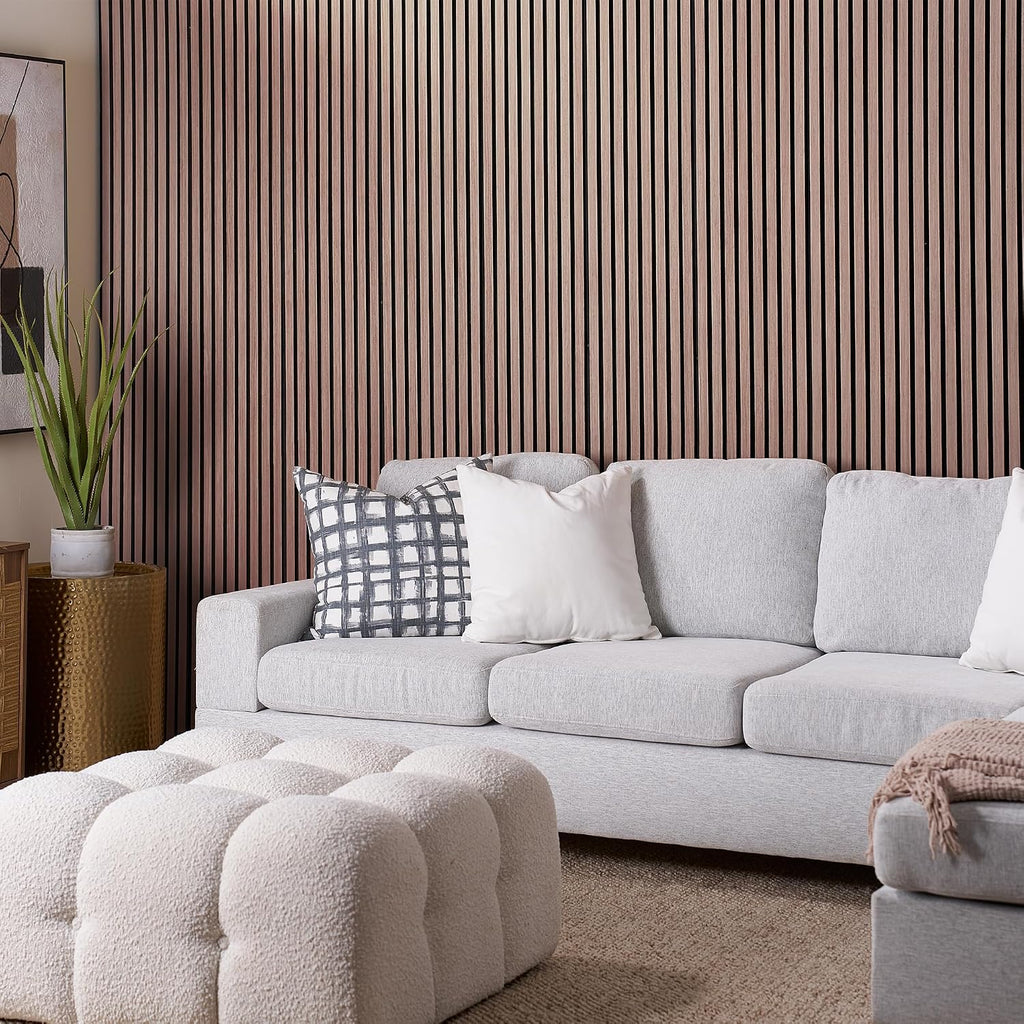 Wood Panels for Wall - Oak Acoustic Wall Panels - 4PK Wall Wood Panels - 94.49' x 12 - Soundproof Wall Panels for Decor - Acoustic Slat Wood Wall Panels for Interior Decoration of Walls (Walnut)