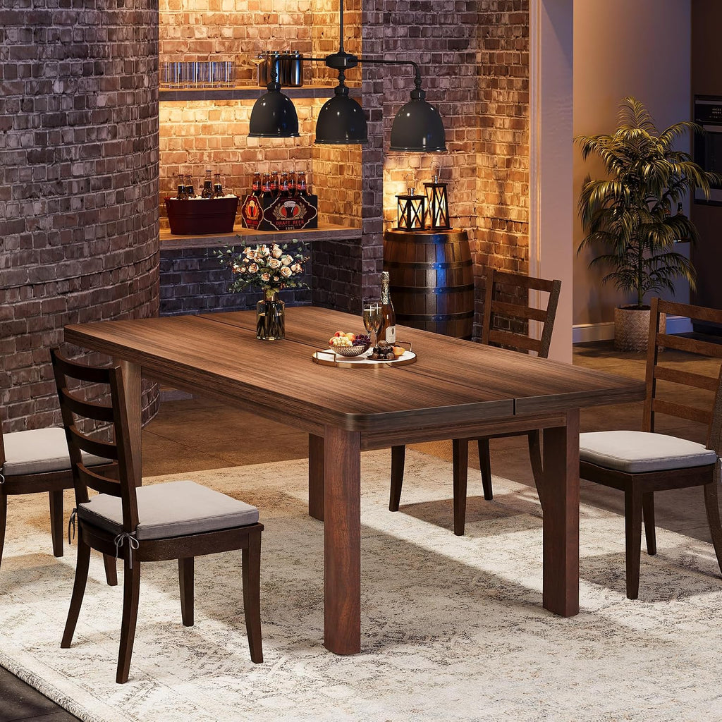 Tribesigns Farmhouse Wood Dining Table for 4-6 People, 63' Large Rectangle Kitchen Table, Dinner Table Kitchen & Dining Room Furniture with with Solid Wood Legs