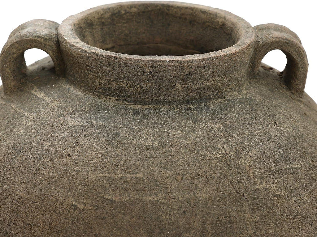 LuxenHome Rustic Large Flower Vase,14'' Tall Brown Terracotta Cauldron Vase,Farmhouse Decorative Vases for Dining Table Decor,Vintage Pottery Ceraimc Vase Living Room Office Home Decor