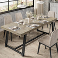 IRONCK 71' Dining Table for 6-8 People, Industrial Kitchen Table with Sturdy Metal Frame, Rectangular Grey Wood Dinner Table for Dining Room