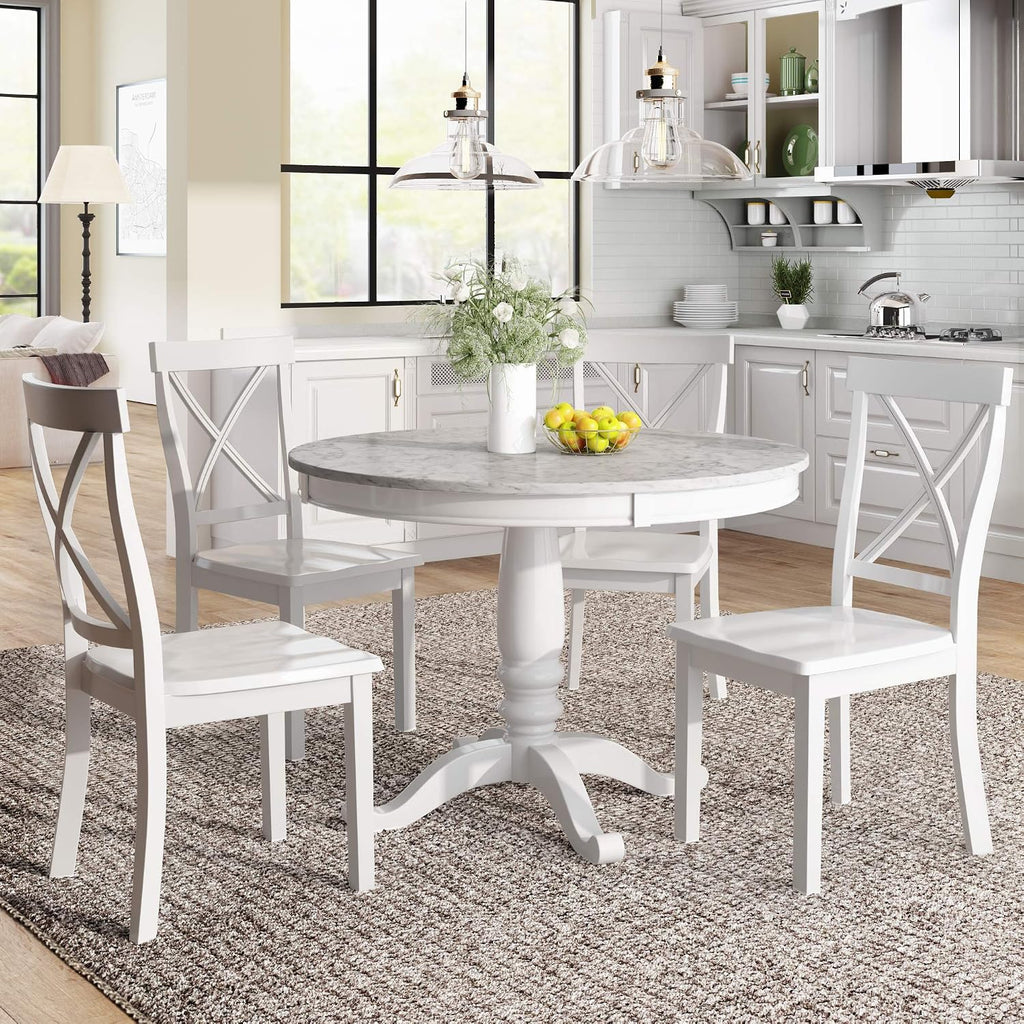 Harper & Bright Designs Dining Table Set - 5 Piece Round Dining Set with 4 Chairs Wood Dining Table Set