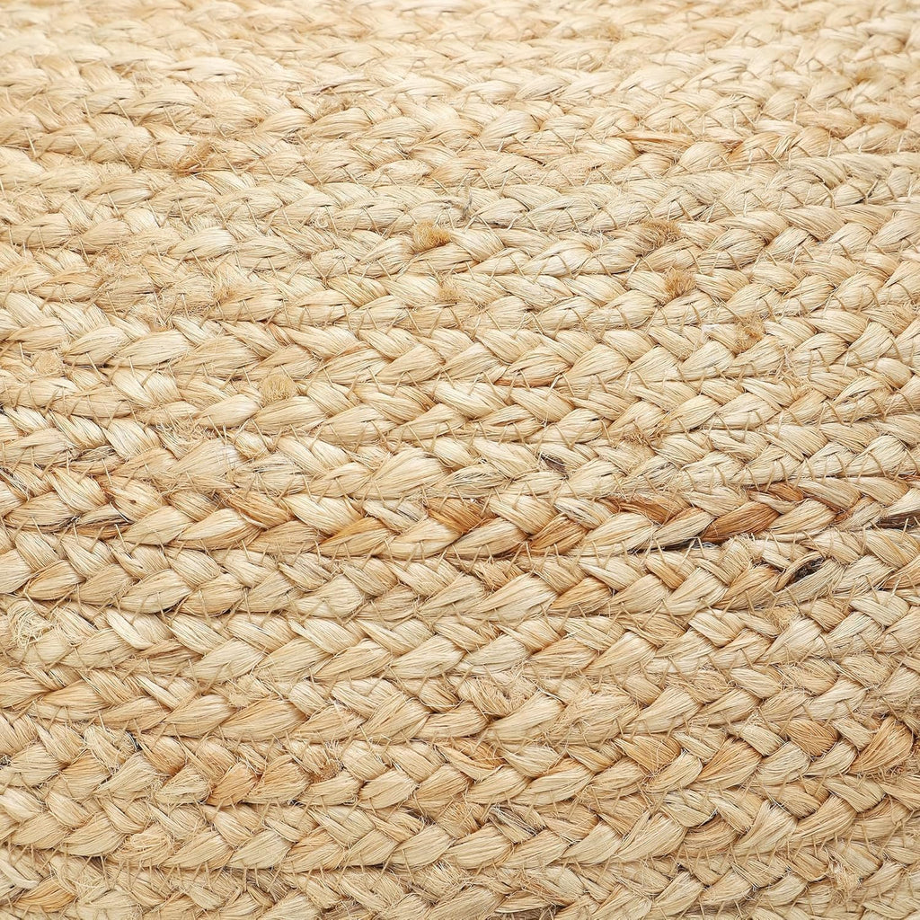 · REDEARTH · Jute Circular Pouf Ottoman - Braided Pouffe Accent Sitting Round Footrest for Living Room, Bedroom, Nursery, kidsroom, Patio, Gym; 100% Jute Set of 2 (19.5'X19.5'X14'; Jute Natural)