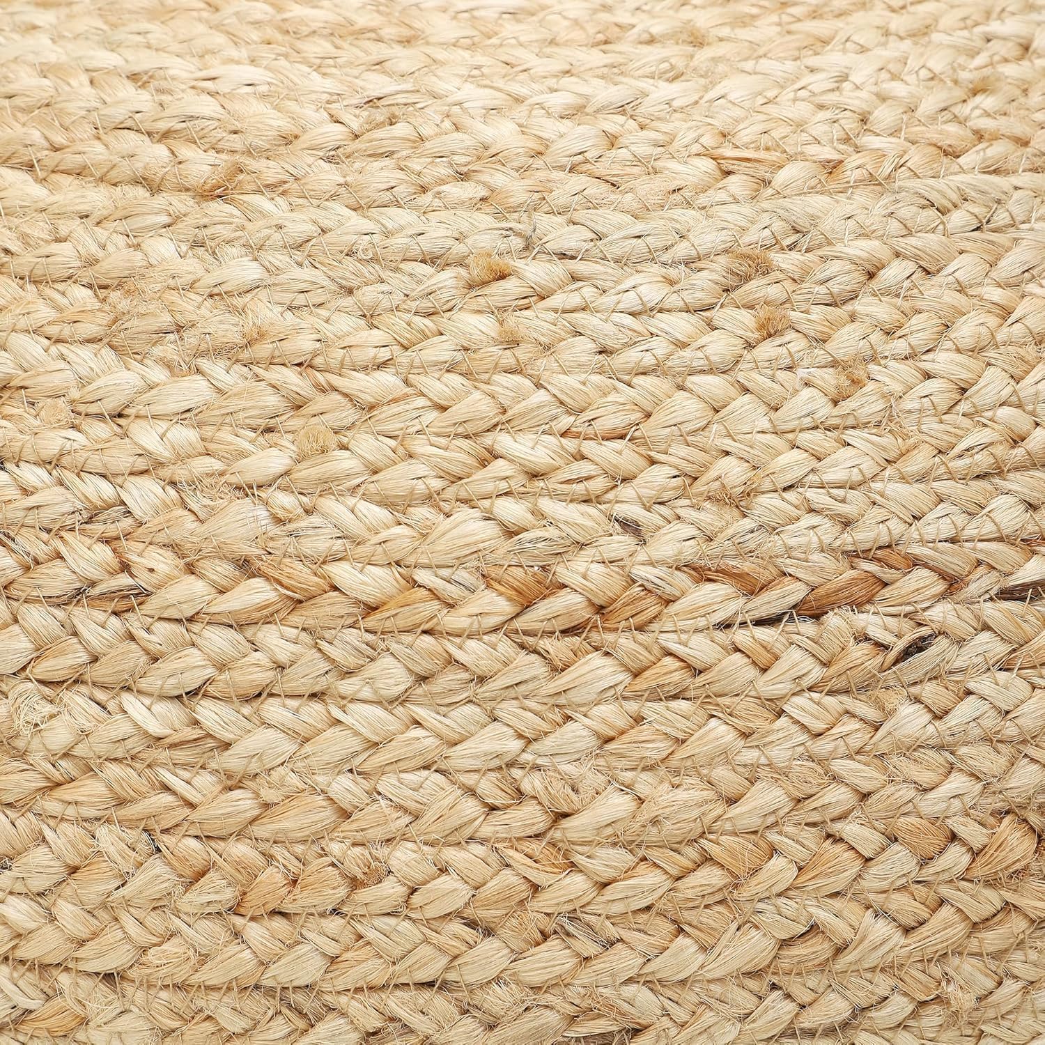 · REDEARTH · Jute Circular Pouf Ottoman - Braided Pouffe Accent Sitting Round Footrest for Living Room, Bedroom, Nursery, kidsroom, Patio, Gym; 100% Jute Set of 2 (19.5'X19.5'X14'; Jute Natural)