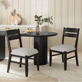 COLAMY Solid Wood Dining Chairs Set of 2, Modern Farmhouse Dining Room Chairs with 3.2' Thick Upholstered Seat, Ladder Back Kitchen Chairs for Breakfast Nook, Black