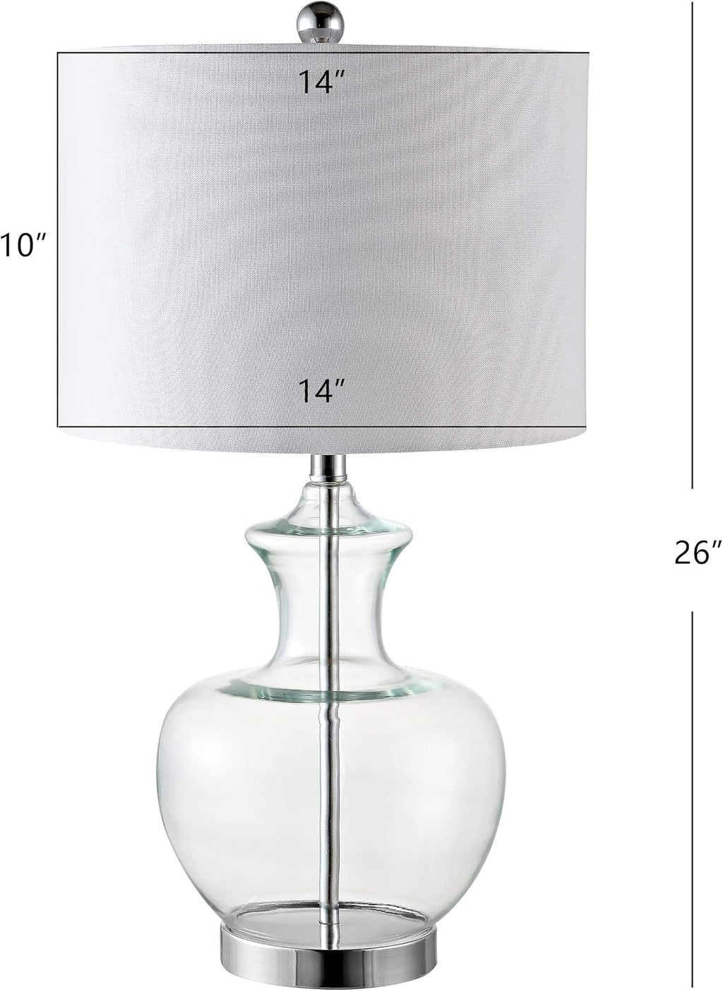 SAFAVIEH Lighting Collection Bilsor Clear/ Chrome 25-inch Bedroom Living Room Home Office Desk Nightstand Table Lamp Set of 2 (LED Bulbs Included)