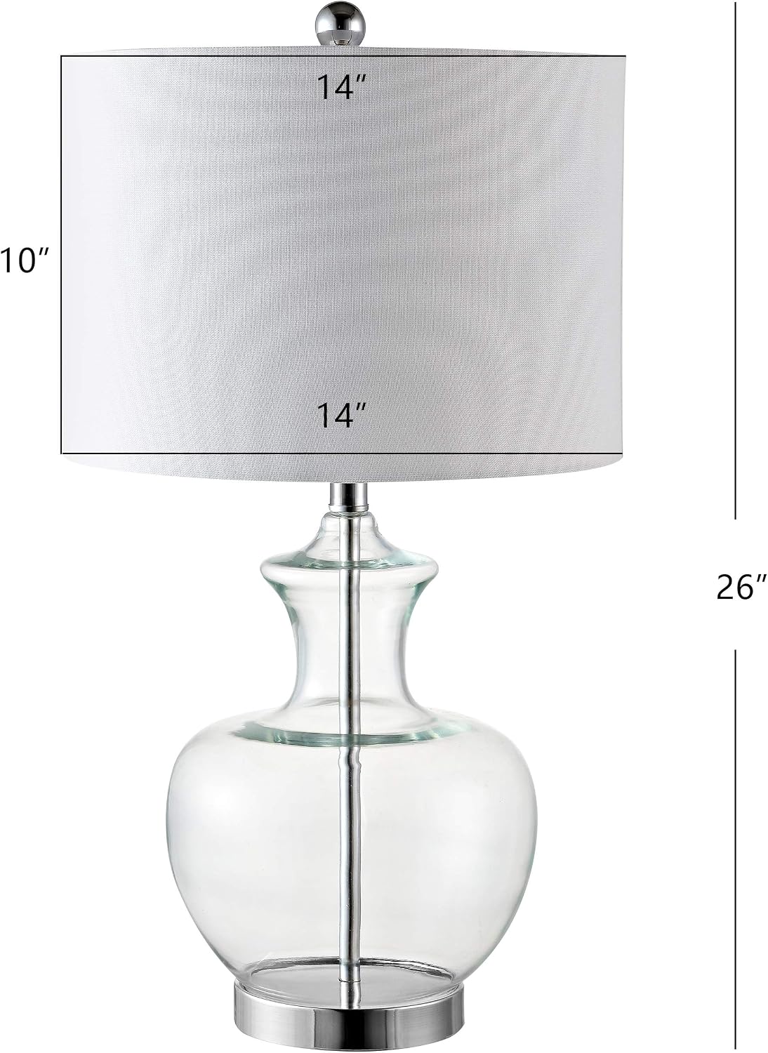 SAFAVIEH Lighting Collection Bilsor Clear/ Chrome 25-inch Bedroom Living Room Home Office Desk Nightstand Table Lamp Set of 2 (LED Bulbs Included)