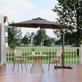 Garvee 10 ft Cantilever Patio Umbrella with Solar Lights, 360° Rotation Offset Umbrella, Easy Crank & Tilt Adjustment, UV Protection for Backyard, Poolside, Deck -Gray
