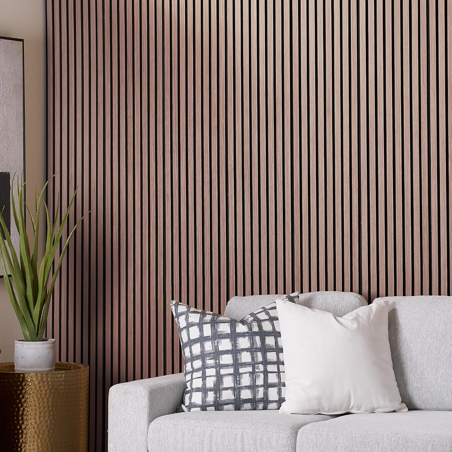 Wood Panels for Wall - Oak Acoustic Wall Panels - 4PK Wall Wood Panels - 94.49' x 12 - Soundproof Wall Panels for Decor - Acoustic Slat Wood Wall Panels for Interior Decoration of Walls (Walnut)