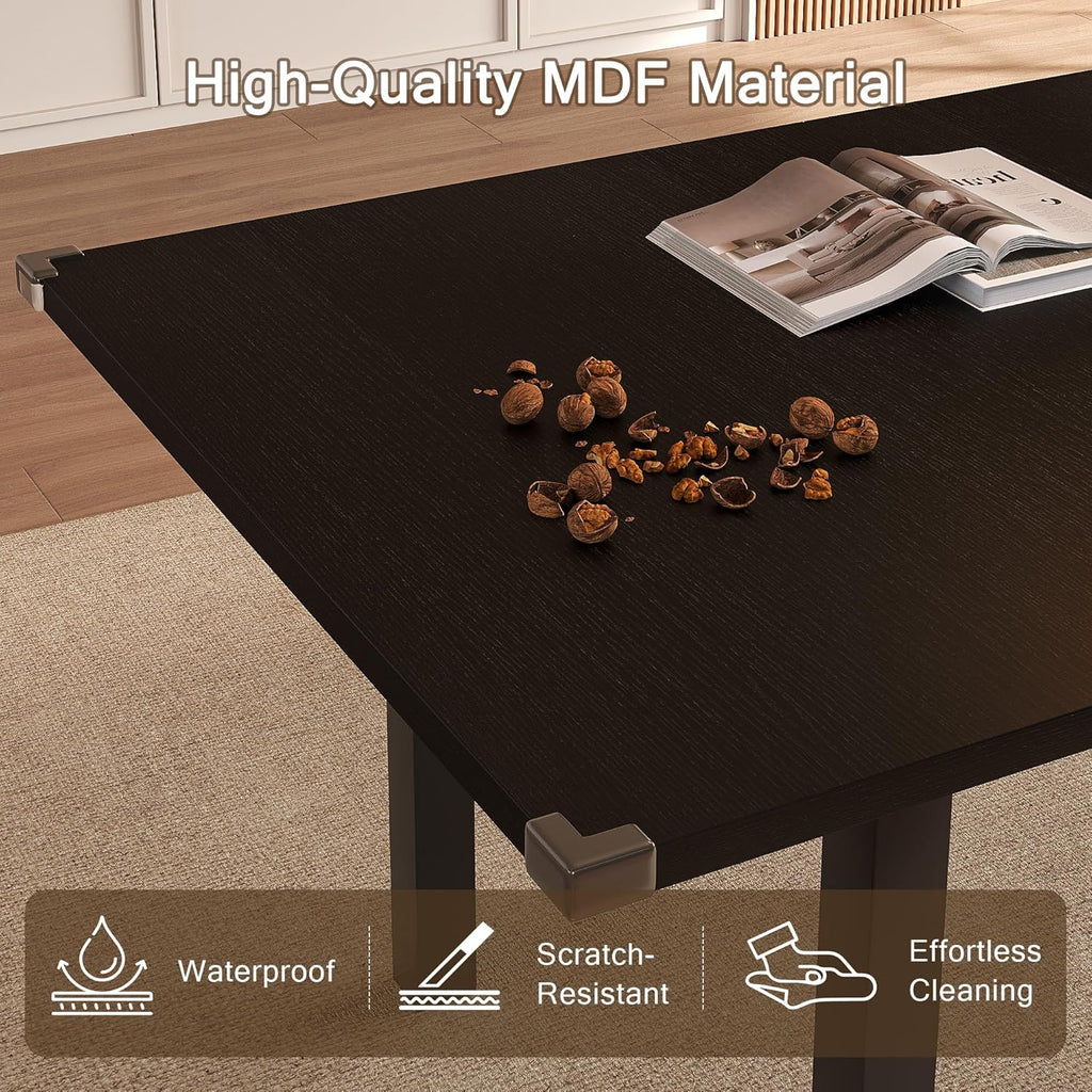 Einhomn Modern Extendable Dining Table for 4-6, 63' Farmhouse Kitchen Table, Rectangular Dining Room Tables for Dining, Kitchen, Office, Living Room, Wooden Tables, Space Saving (Black)