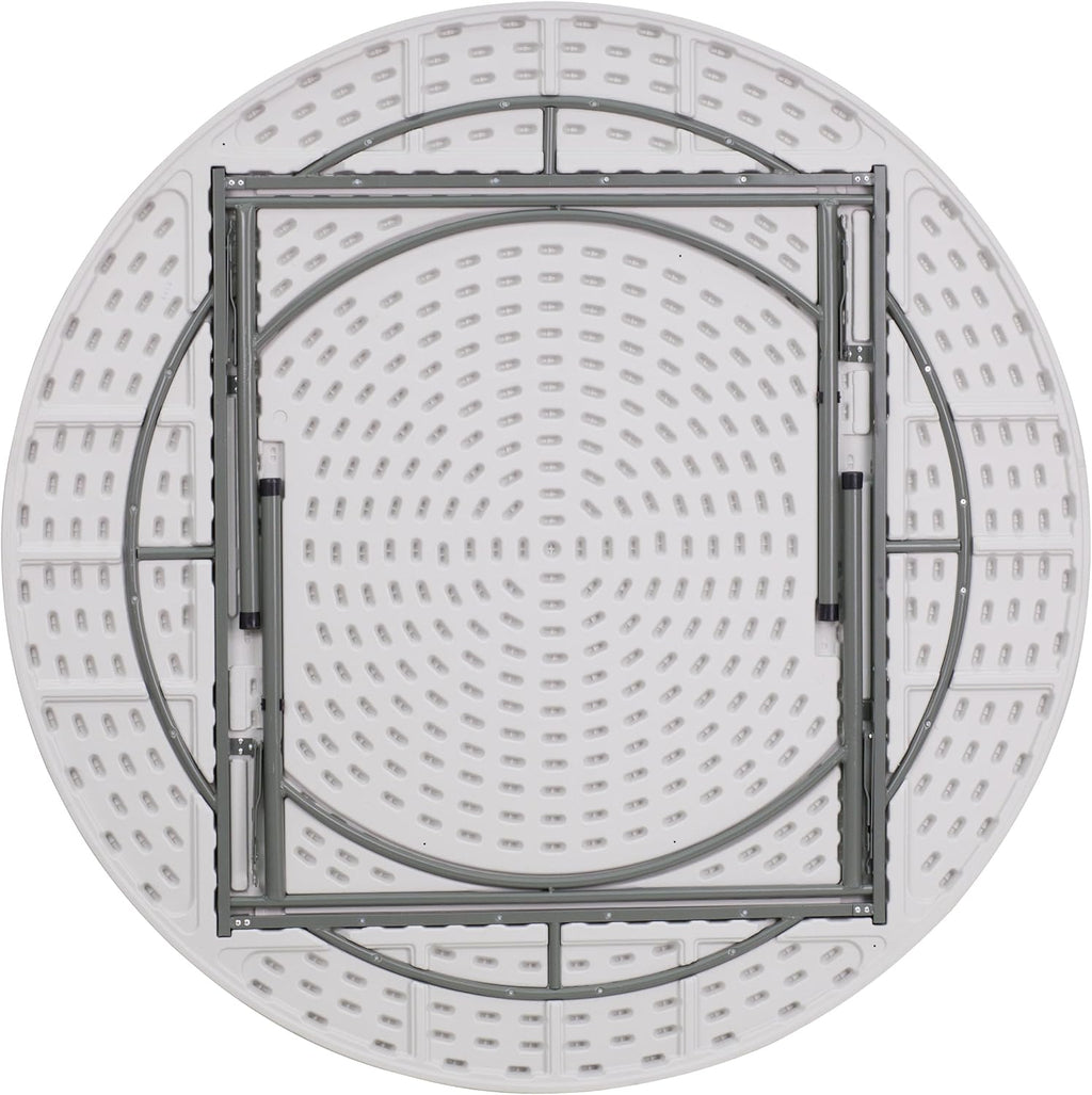 Flash Furniture Kathryn 6' Round All-Occasion Plastic Folding Event Table, Foldable Portable Banquet Table for Indoor/Outdoor Events, White