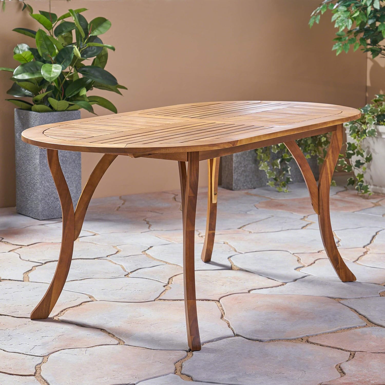 Christopher Knight Home Baia Outdoor 70' Oval Acacia Wood Dining Table, Teak