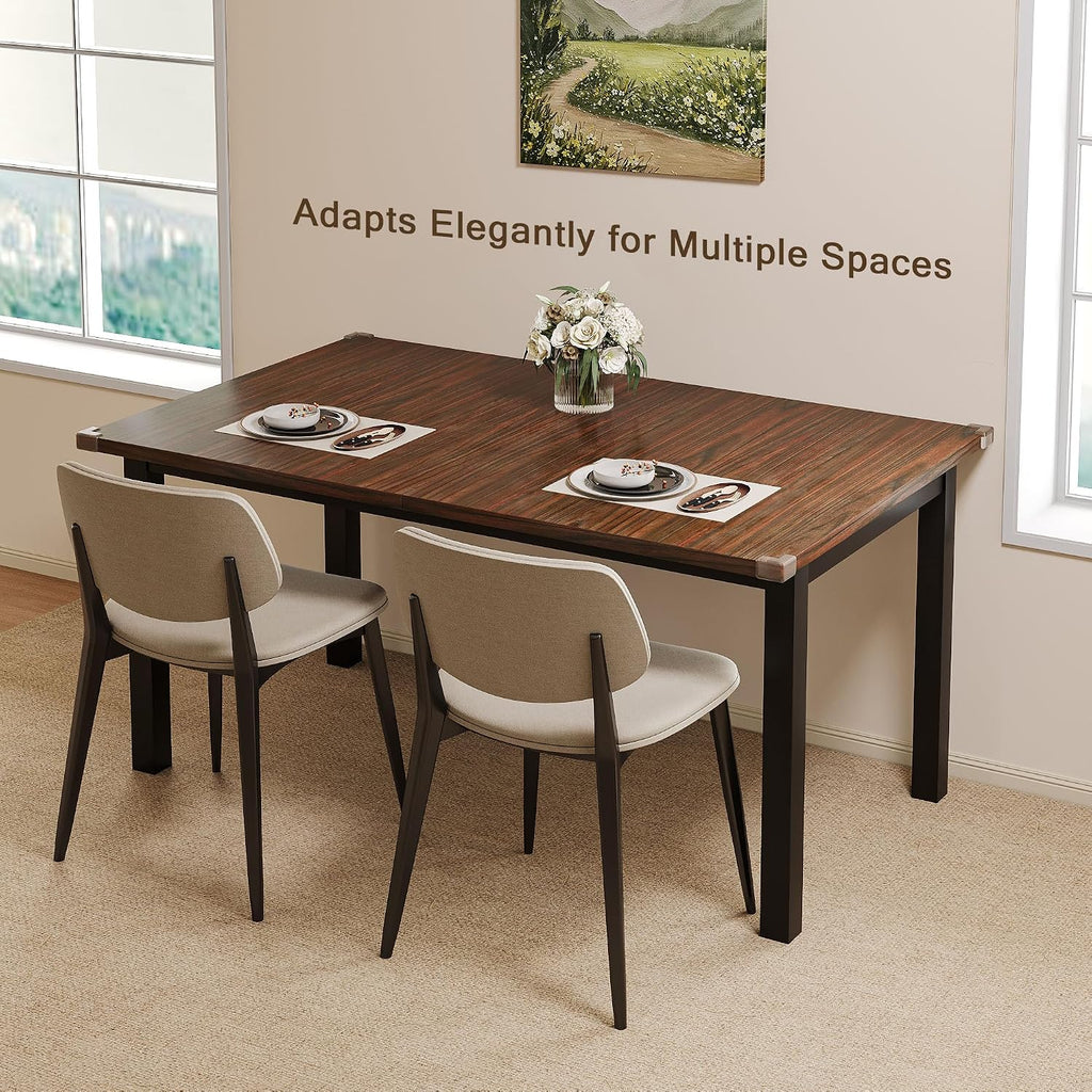 Einhomn Modern Extendable Dining Table for 4-6, 63' Farmhouse Kitchen Table, Rectangular Dining Room Tables for Dining, Kitchen, Office, Living Room, Wooden Tables, Space Saving (Espresso)