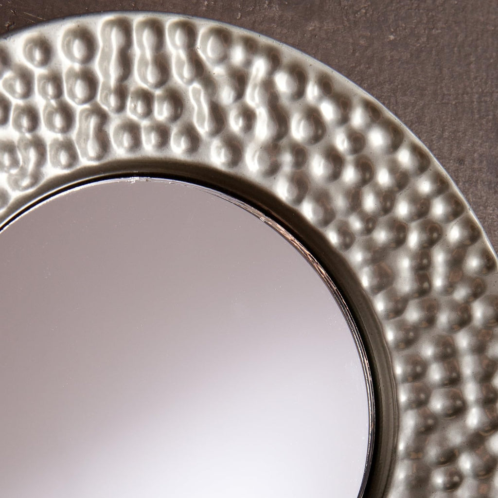 SEI Furniture - Callari Silver Sphere Wall Mirror - 4 Piece Set- Hammered Silver - Transitional Design, Iron - Fully Assembled - Ideal for Bathroom, Entryway (WS6825)