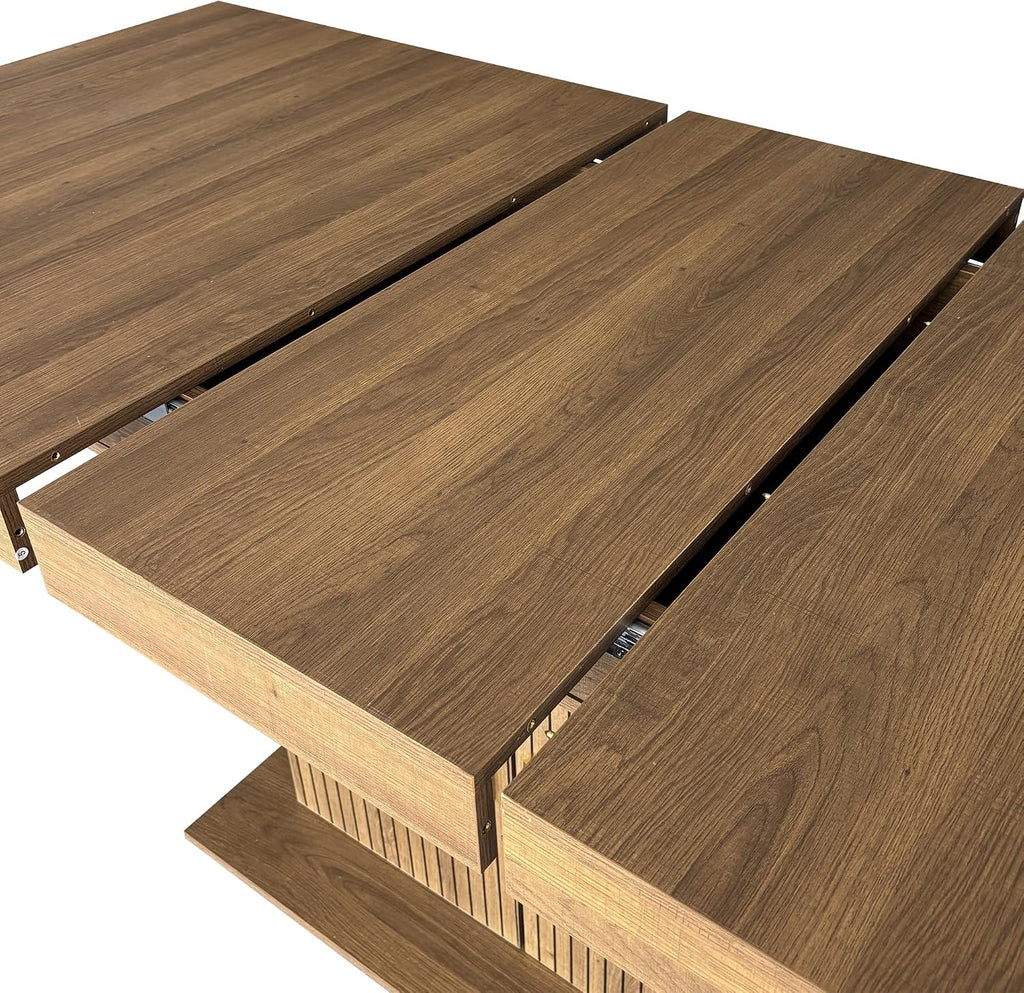 62.99' to 78.74' Expandable Rectangular Dining Table with Storage Modern Minimalist Kitchen Table for 6-10 People,Brown