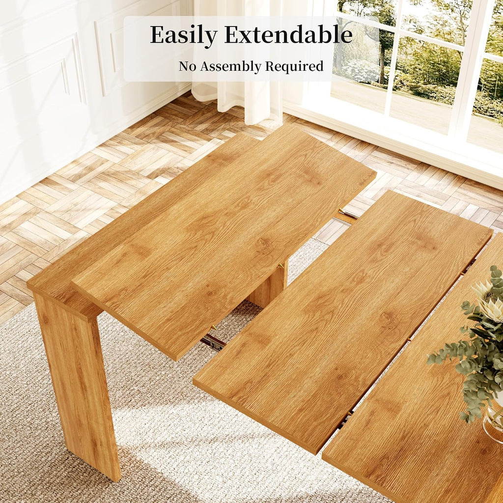 HIPIHOM 17.7'-118' Extendable Dining Table Set for 12, Extension Long Table Set with Extension Leaves Holder, Space-Saving for Meeting, Dining Room(Oak Table+10 U-Shaped Brown Chairs)