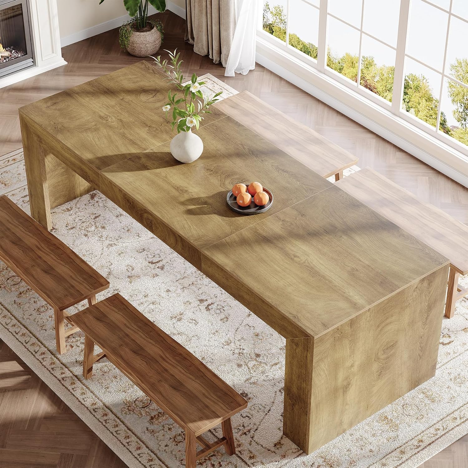 Tribesigns Extra Long Dining Table for 6-8 People, 78.7-Inch Rectangular Kitchen Table with Wooden Tabletop and Legs for Kitchen, Dining Room, Living Room, Heavy Duty, Brown