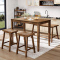 Sophia & William Dining Table Set for 4, Counter Height Table and Chairs, Kitchen Table Set with Bench and 2 Chairs, Small Breakfast Bar Dining Set, Rustic Caramel