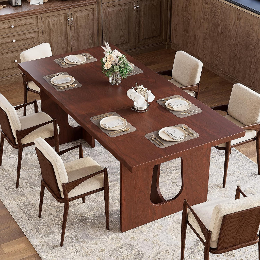 IDEALHOUSE 71' Long Dining Table for 6-10 People - Farmhouse Kitchen Table with Extra Thick Tabletop & Heavy-Duty Metal Legs, Sturdy Rectangular Table for Dining Room, Conference Room, Office, Walnut
