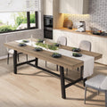GarveeHome 63-83' Extendable Dining Table, Industrial Rectangular Dining Room Table for 6-8 People, Expandable Kitchen Table with Heavy Duty Metal Frame for Dining Room, Kitchen & Parties, Rustic Pear