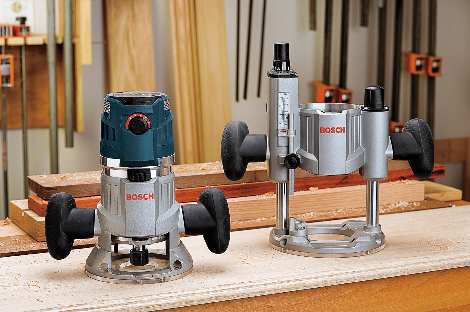 Bosch MRC23EVSK Combination Router - 15 Amp 2.3 Horsepower Corded Variable Speed Combination Plunge & Fixed-Base Router Kit with Hard Case & RBS010 10pc. All-Purpose Router Bit Set
